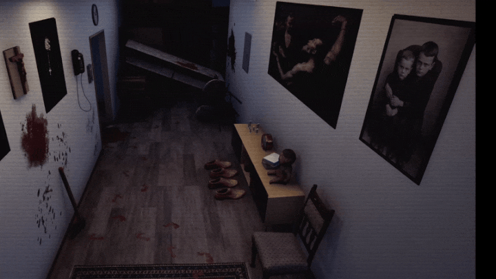 Animated clip of a Mimic anomaly in the hallway